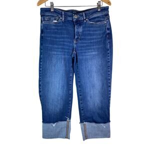 J. Jill Denim Women's 10P Relaxed Boyfriend Blue Cuffed Crop Jeans *